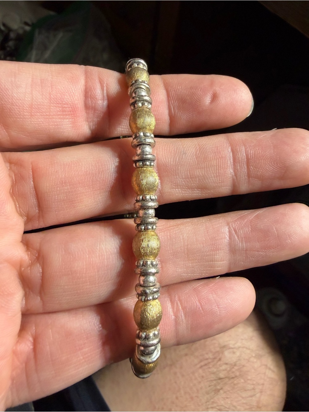 Vintage Brighton Gold Silver Tone Beaded Bracelet 7”-8”